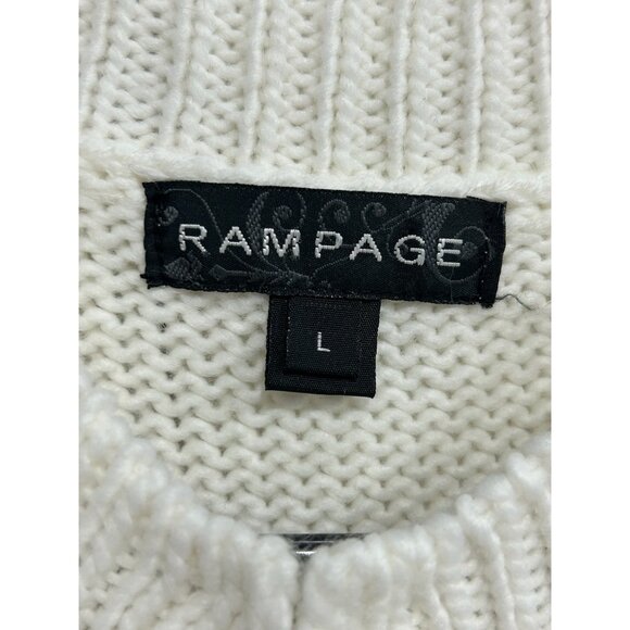 Rampage Womens Sleeveless White Fringe Knit Sweater Vest SZ Large - Picture 5 of 9